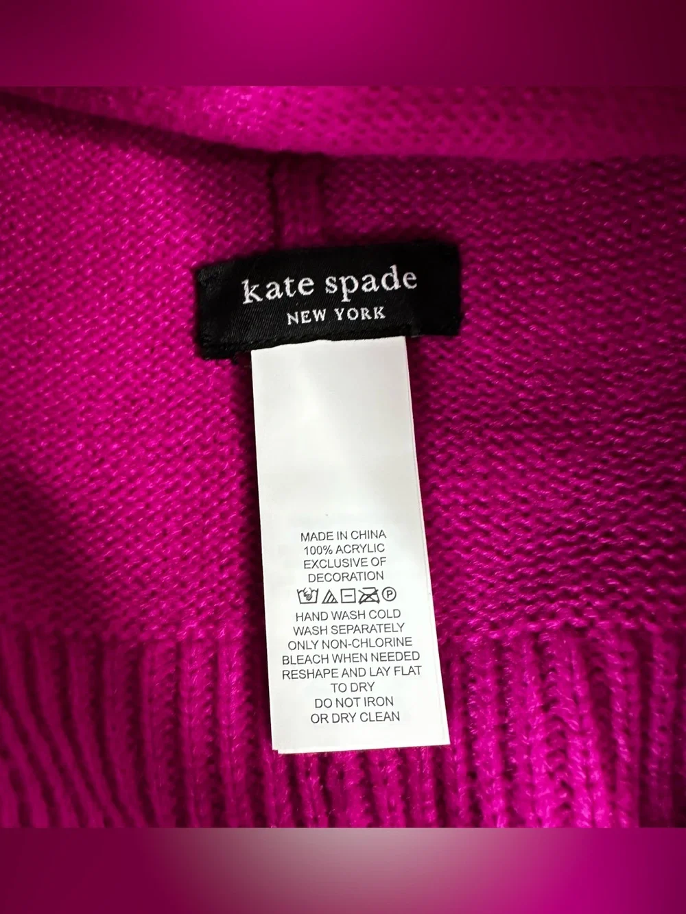 NEW Kate Spade Flocked Spade Beanie in Marker Pink One Size Fall Winter Hat